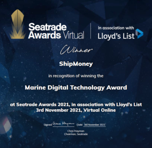 ShipMoney Wins Marine Digital Technology Award